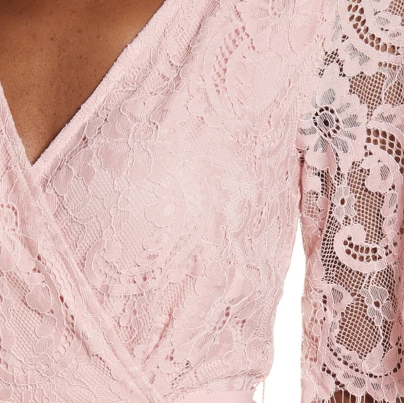 Macy's Lace Romper Lined Pink - Picture 4 of 4
